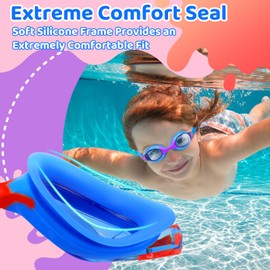 Vvinca Kids Swim Goggles, 3 Pack Toddler Swimming Goggle with Comfortable Soft Silicone Nose Bridge No Leak Clear Vision Anti-Fog UV Protection Easy Adjustment Pool Swim Goggles for Kids Youth 3-14