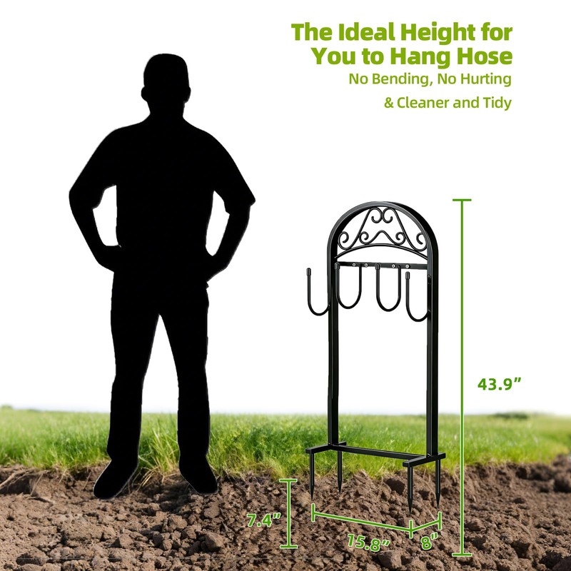 Freexployer Garden Hose Holder, Hose Holder Stand Rustproof Freestanding Heavy-Duty