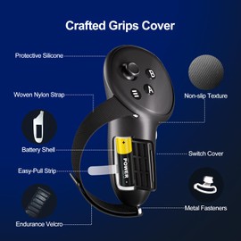 Upgraded Controller Grips Cover for Meta Quest 3/3s / Oculus Quest 3/3s, Adjustable Comfort Controller Grips Wrapped in Durable Silicone Covers - Elevate Your Gaming Experience with Anti-Slip & Sweat-Proof Design