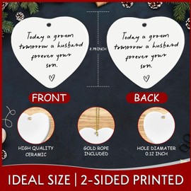 Baokcotei Groom Gifts Hanging Ornament Son to Mom Gifts Engagement Wedding Gifts for Parents from Son Thank You Gifts Gift for Mother of Groom Christmas Ceramic Heart Keepsake