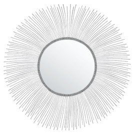 SAFAVIEH Home Collection Jaslene Silver Sunburst 35-inch Round Decorative Accent Wall Mirror for Bedroom Living Room Bathroom Entryway