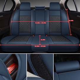 GXT Bench Seat Cover, Premium Faux Leather Bench Seat Covers for Trucks - Universal Fit for Most Sedans SUV Pick-up Truck, Durable for Long Lasting Protection(Blue and Black)