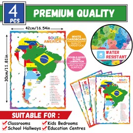 gisgfim 18 x 12 in Spanish Posters Spanish Language Country Maps Including Spain, Mexico, Central America, Caribbean, South America Spanish Classroom Decorations for Students Teachers Supplies