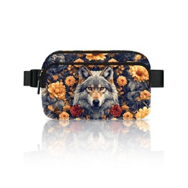 Wolf Fanny Pack Travel Belt Bag Waterproof Small Crossbody Bags for Women Waist Pouch for Running Hiking Cycling