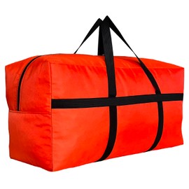 DoYiKe Extra Large Storage Duffle Bag with Zippers and Handles, Heavy Duty Orange Big Foldable Bag for Travel-50x23x15Inch