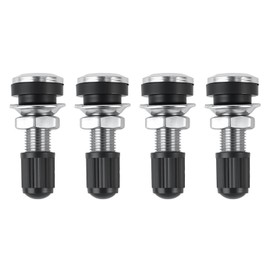 Tyre Valve, Pack of 4 Tubeless Valves, Metal Valve Stem with Dust Cap for Car and Motorcycle Tyres, Rim Valves with Dust Caps