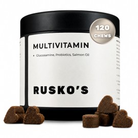 Rusko's Multivitamin Supplement for Dogs | Daily Immunity, Digestion & Joint Support | Vitamins A, C, D & E, Probiotics & Salmon Oil | 120 Soft Chews