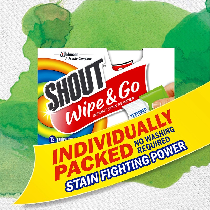 Shout Wipes, Wipe and Go Instant Stain Remover, Laundry Stain