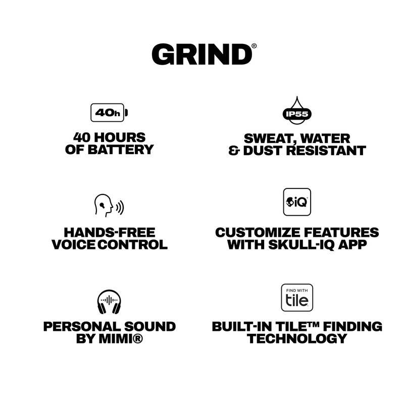 Skullcandy Grind Wireless Earbuds, Bluetooth Headphones, Up to 40 Hours