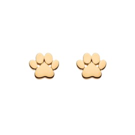 Dew Sterling Silver and 14ct Gold Plate Small Paw Print Stud Earrings