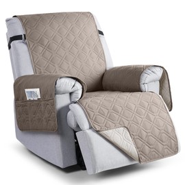 VANSOFY Waterproof Recliner Chair Covers, Recliner Cover Non-Slip Dog Chair Cover Furniture Protector Washable Slipcover with Pocket, Elastic Straps for Pets, Dogs(Khaki, 23.6")