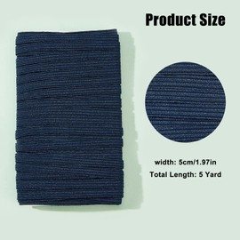 letsinstyle 15 Yards Flat Fabric Elastic Straps, Heavy Stretch Braiding Straps Elastic Cord, Navy Blue Braided Stretchy Webbing Band for Sewing and Crafting