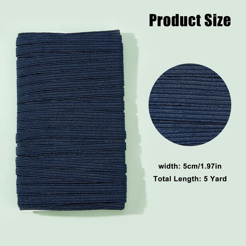 letsinstyle 15 Yards Flat Fabric Elastic Straps, Heavy Stretch Braiding