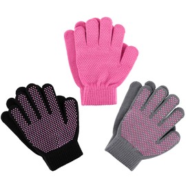 Zelda Matilda Magic Knit Kids Stretch Gloves - Winter Gloves for Kids Extra Strong Grips 3pack