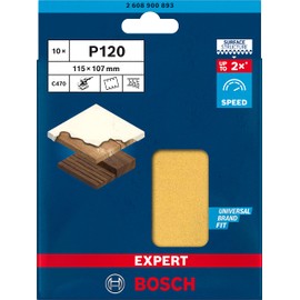 Bosch Professional 10x Expert C470 Sandpaper (for Hardwood, Paint on wood, 115x107 mm, Grit 120, Accessories Orbital Sander)