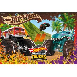 Lisciani Hot Wheels Puzzle, 60 Pieces, for Children from 4 Years, 35 x 50 cm, Puzzle with Monster Trucks and Daring Stunts, Action and Speed, Develops Reflection and Skill