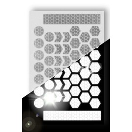 ReflecToes Reflective Stickers 5 Pack- Bike Sticker - Bicycle Frame, Helmet, Stroller, Scooter, Pedals - 3.5 x 5.5 inches Per Sheet - 235 Bright Retro Reflective Stickers