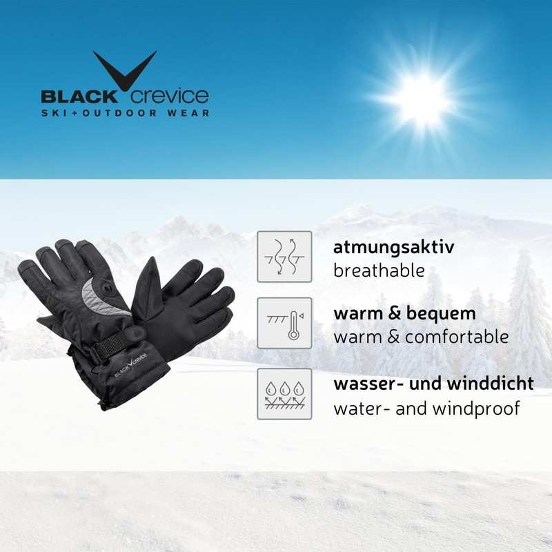 Black Crevice Adult Gloves Black black/red Size:Large