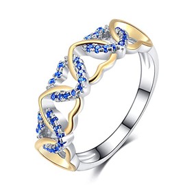 Psiroy 925 Sterling Silver Plated Simulated Blue Sapphire Heart Knot Band Wedding Ring for Women Size 8
