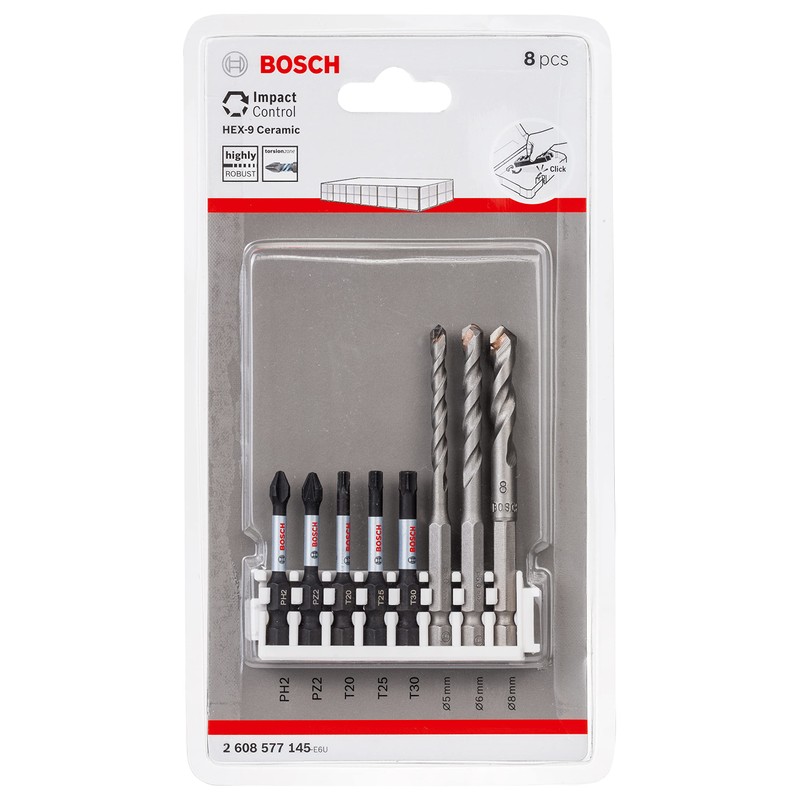 Bosch Professional 8-Piece Impact Control Screwdriver Bit and Multi-Purpose Drill