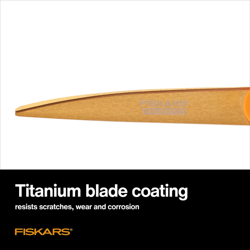 Fiskars 9" Titanium Shop Shears Heavy Duty Serrated Multipurpose Scissors