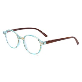 2SeeLife Aqua Blue Round Reading Glasses for Men & Women – Trendy Retro Designer Readers with Solid & Sturdy Frame, Spring Hinges, Scratch Resistant, Premium Fit for All Face Shapes, Strength 1.00