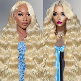 WAQI 32 Inch 613 Lace Front Wig Human Hair 200 Density Blonde Wig 13x4 Lace Front Wigs Human Hair Pre Plucked Blonde 613 Wigs For Women