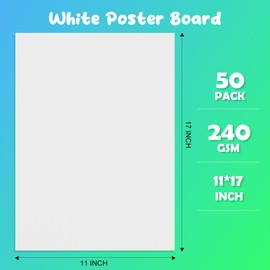 Invinton 11x17 White Poster Board Paper, 50-Sheet Bulk Pack, 240 GSM