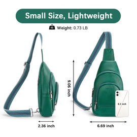BOSTANTEN Sling Bag for Women Crossbody Purse Cross body Bag Leather Chest Bag with Removable Guitar Strap, Green
