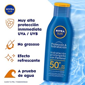 NIVEA SUN - Protector Solar Facial Control De Brillo (50 ml)  Protector Solar Corporal Hidratante Protect  Moisture (125 ml), Resistente al agua FPS  