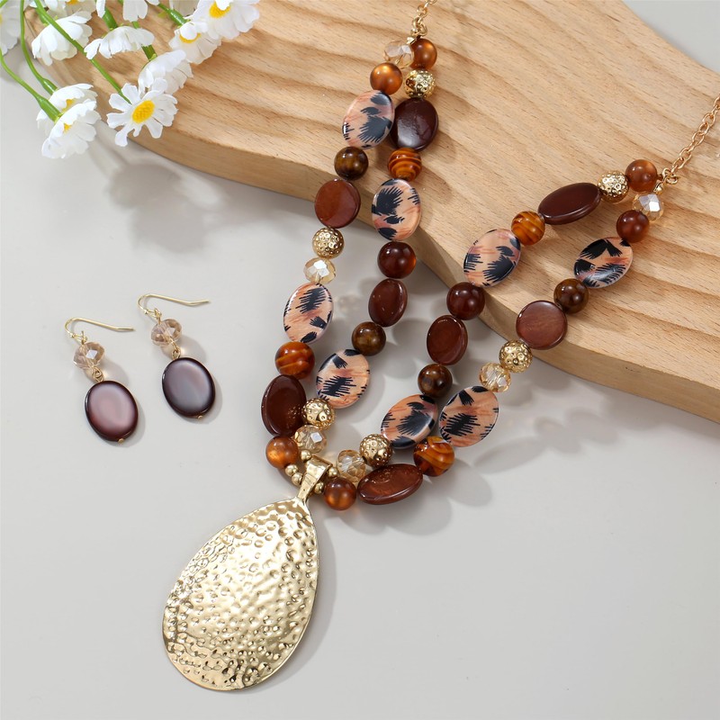 Xalroco 20‘’+3‘’ Gold Teardrop Pendant Statement Necklace for women Trendy