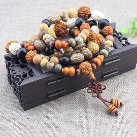 FAZOVIN Handmade 108 Mala Beads Necklace Made of 18 Kinds of Bodhi Seeds Wrap Bracelet Medetation Necklace for Men
