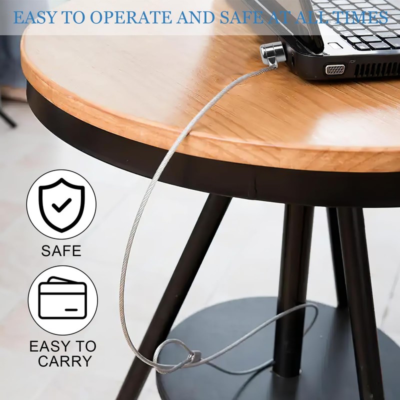 Laptop Lock with 2 m Long Carbon Steel Cable, Laptop