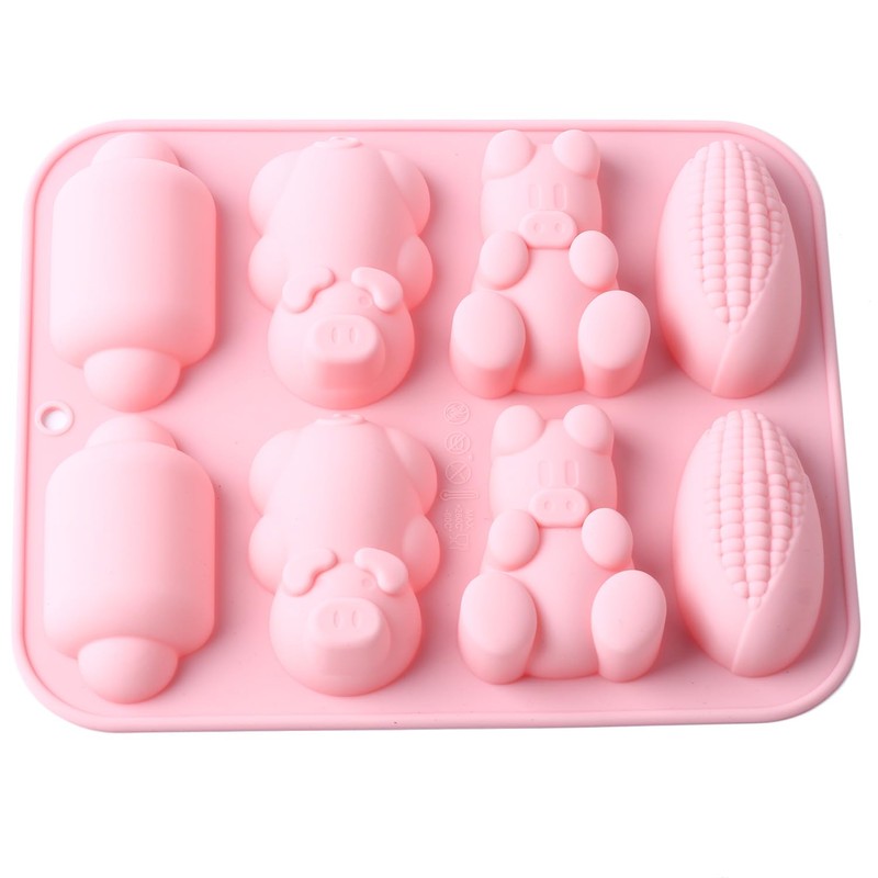 AIBOYA 8 Cavity Corn Pig Silicone Candy Molds For Chocolate