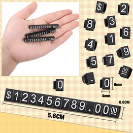 DHWEKU Feedal Price Display, Cube Adjustable Number Display Stand, Retail Price Blocks for Jewellery, Watch, Ring, Price, Black, Pack of 12