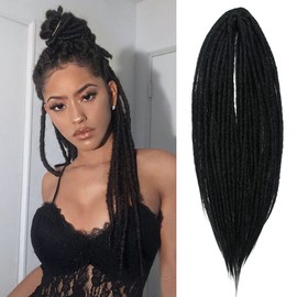 15 Strands Double Ended Dreadlocks Extensions 20 Inches 1B / Black Soft Synthetic Faux Dreads Reggae Crochet Braided Dread Extensions