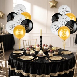BestoFun 30PCS Happy Retirement Balloons Happy Retirement Decorations for Men and Women 12 Inch Black, Gold & White Latex Balloons for Party Decorations