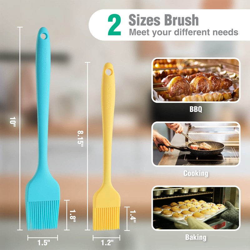 HAUSHOF Silicone Basting Pastry Brush, Heat Resistant Pastry Brush Set,