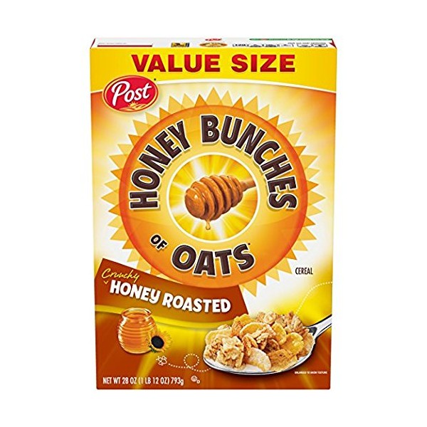 Honey Bunches of Oats with Crunchy Honey Roasted Cereal - VALUE SIZE 28 oz. (Pack of 2)