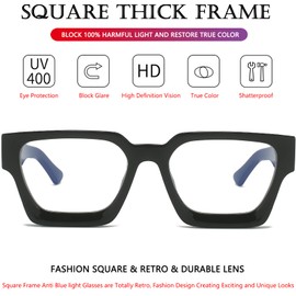 AIEYEZO anteojos cuadradas de marco grueso para mujeres y hombres, anteojos de luz azul, modernas y elegantes para computadora (negro + café)
