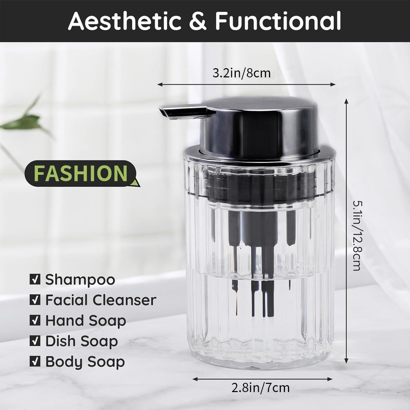 Tavvke 2 Pack Foaming Soap Dispenser Set, Refillable Plastic Hand