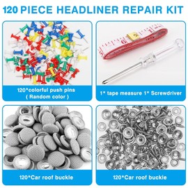 Roof liner repair set, roof liner repair kit, car roof liner repair rivets, car roof liner repair rivets, with pins, screwdriver, tape measure for majority cars (120)