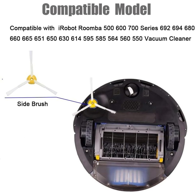 3 Pack Side Brushes for iRobot Roomba 500/600/700 Series, Replacement