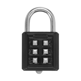 MECCANIXITY Combination Padlock, 6-Digit Push Button Padlock 3-Position Locking Mechanism Security Combination Lock for Locker Gym Sports Locker Cabinet Toolbox (Black, Pack of 1)