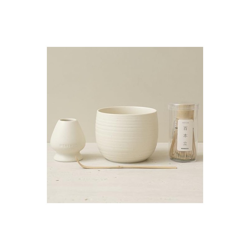 WENSHUO Conjunto de té Matcha Set de 3 piezas Crme
