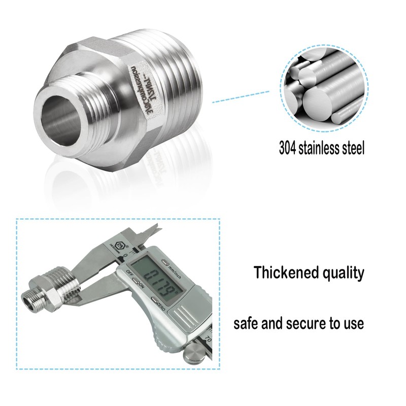1/2 to 3/8 Water Line Adapter, 304 Stainless Steel Compression