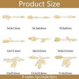 OLYCRAFT 9pcs 1.6x1.6 inch Golden Metal Arrow, Moon, Star Energy Stickers - Self Adhesive, Perfect for DIY Scrapbooks & Epoxy Resin Decoration