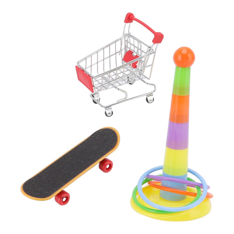 4pcs Bird Training Toys Interactive Fun Basketball Skateboard Trolley Parrot