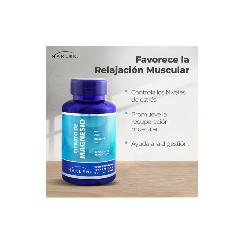 Citrato Magnesio Omega 120 Capsulas Maklen Sabor