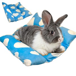 Amremsu 16.5 X 18in Removable and Washable Soft Rabbit Bed, Thickened and Softer Bunny Bed, Double-Sided Plush Rabbit Beds,Rabbits Concave Bed,Small Beds for Animals Indoor,Blue